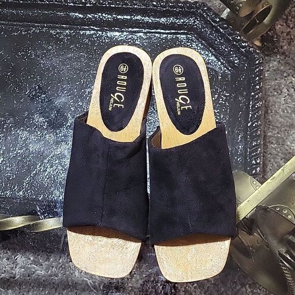 BRAND NEW ROUGE HELUIM SUEDE WOODEN BLOCK HEEL SANDAL - Picture 3 of 16